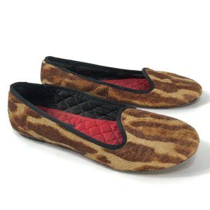 Ralph Lauren Shoes Girl 3 Animal Print Loafer Brown Tan Flats Haircalf Designer